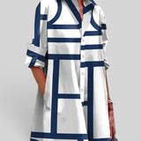 Vestido Midi Camisero Estampado Geométrico