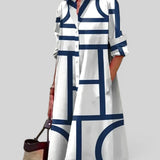 Vestido Midi Camisero Estampado Geométrico