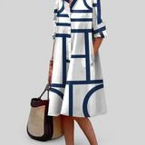 Vestido Midi Camisero Estampado Geométrico