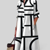 Vestido Midi Camisero Estampado Geométrico