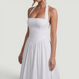 Vestido Midi Halter Boda Invitada Corsé