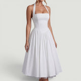 Vestido Midi Halter Boda Invitada Corsé