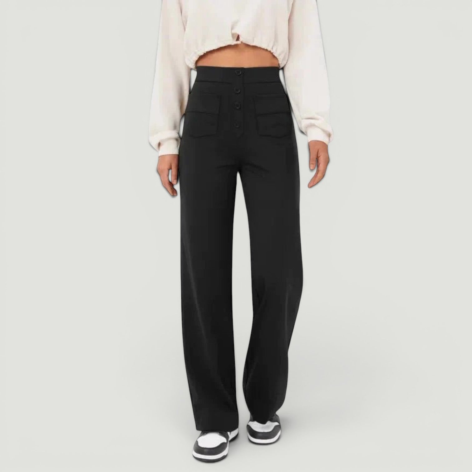 Pantalón Mujer Casual Elástico Cintura Alta Wide Leg