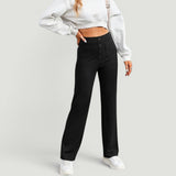 Pantalón Mujer Casual Elástico Cintura Alta Wide Leg