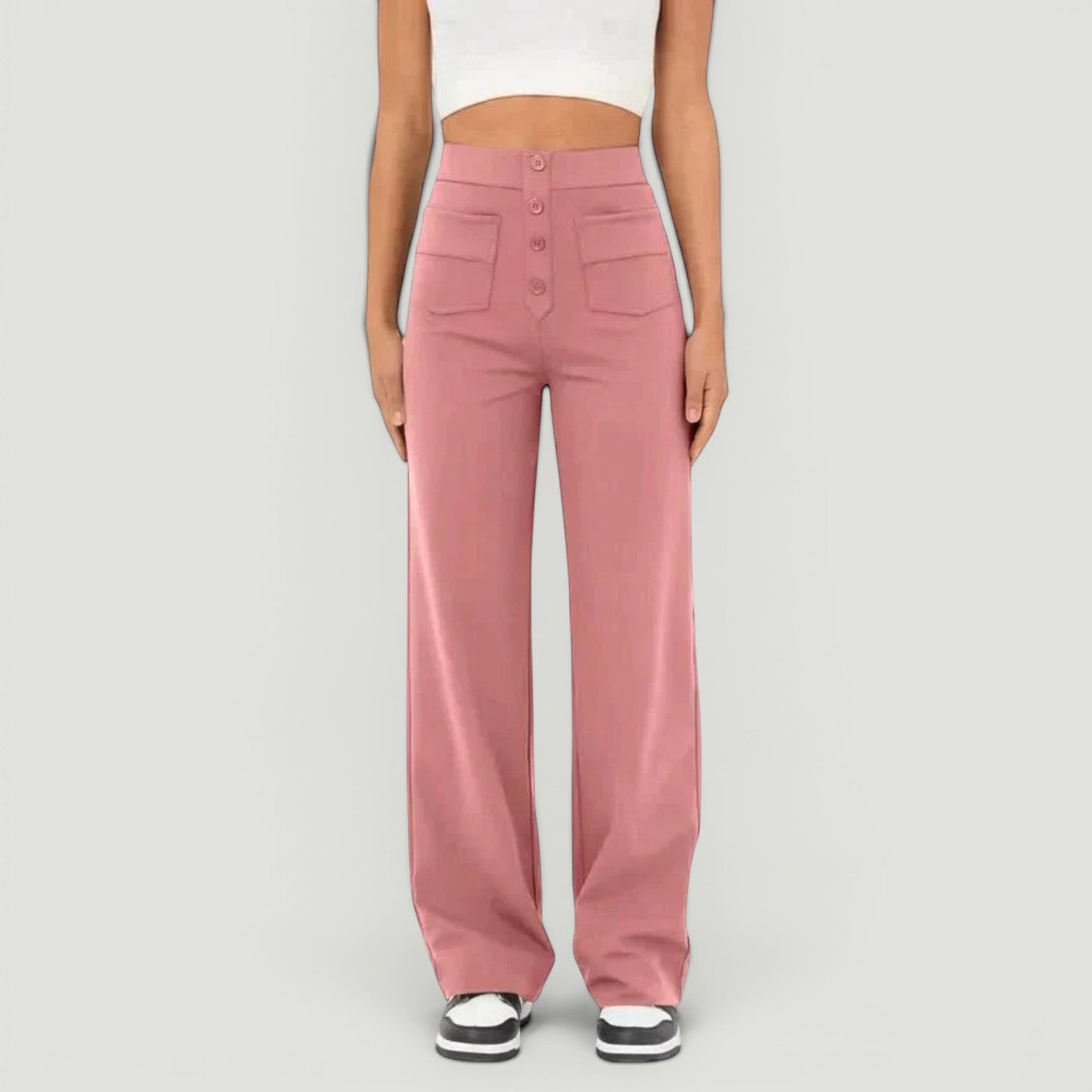 Pantalón Mujer Casual Elástico Cintura Alta Wide Leg