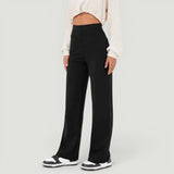 Pantalón Mujer Casual Elástico Cintura Alta Wide Leg