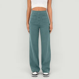 Pantalón Mujer Casual Elástico Cintura Alta Wide Leg