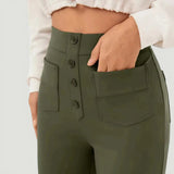 Pantalón Mujer Casual Elástico Cintura Alta Wide Leg