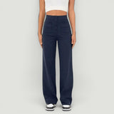 Pantalón Mujer Casual Elástico Cintura Alta Wide Leg