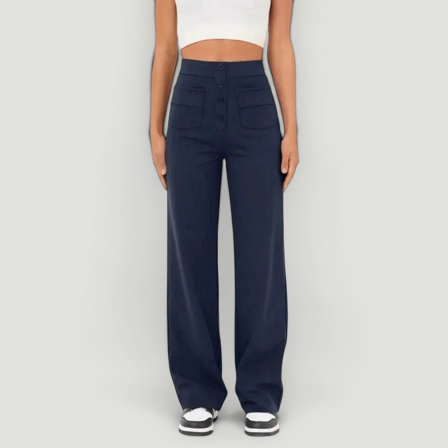 Pantalón Mujer Casual Elástico Cintura Alta Wide Leg