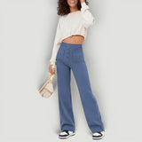 Pantalón Mujer Casual Elástico Cintura Alta Wide Leg