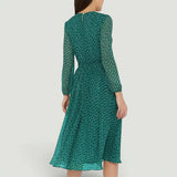 Vestido Midi Lunares Manga Larga Chiffon