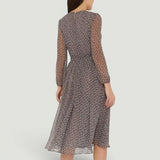 Vestido Midi Lunares Manga Larga Chiffon