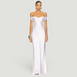 Vestido Largo Off Shoulder Cetín Bias Body-Con