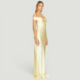 Vestido Largo Off Shoulder Cetín Bias Body-Con