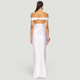 Vestido Largo Off Shoulder Cetín Bias Body-Con