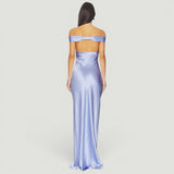 Vestido Largo Off Shoulder Cetín Bias Body-Con