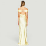Vestido Largo Off Shoulder Cetín Bias Body-Con
