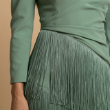 Vestido de Boda Invitada Flecos Escote V Manga