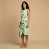 Vestido Midi Crepé Sin Mangas Lazo Lateral
