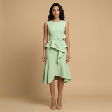 Vestido Midi Crepé Sin Mangas Lazo Lateral