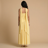 Vestido Largo Bustier Chal Lateral Abertura Frontal Alta
