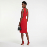Vestido Midi Crepé Drapeado Abertura Frontal