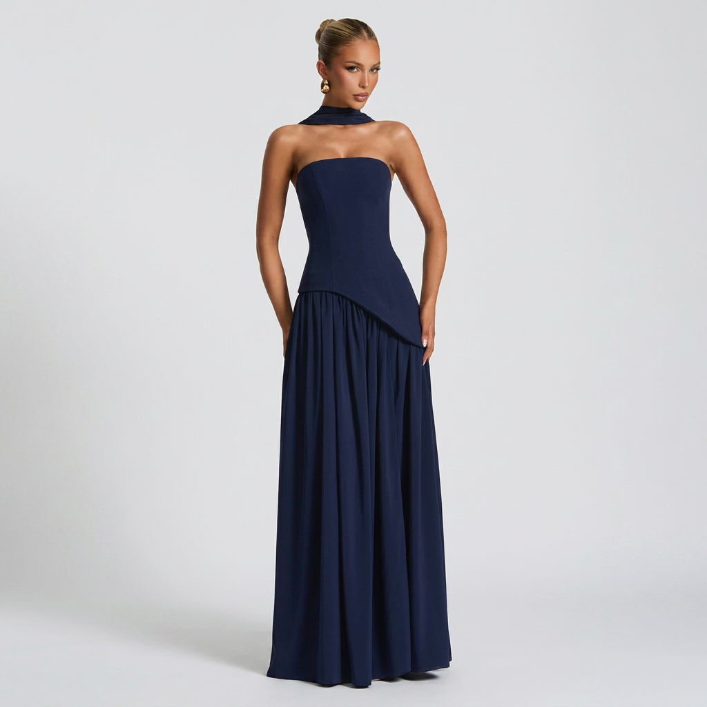 Vestido de Fiesta Bustier Choker Abertura